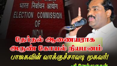 பாஜகவின் வாக்குச்சாவடி முகவராக செயல்படுபவரை  இந்திய தேர்தல் ஆணையராக நியமிப்பதா?? தி.வேல்முருகன் கண்டனம்.